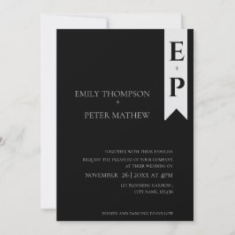 Convite Casamento de Monograma Moderno e Contemporâneo