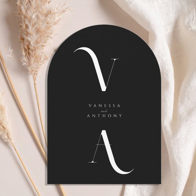 Convite Casamento de Monograma Moderno Minimalista Elegant (Criador carregado)