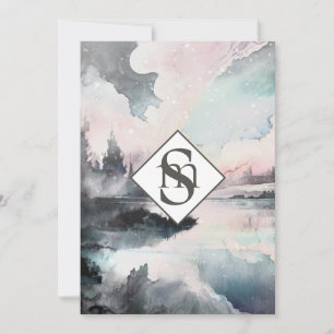 Convite * Casamento de Monograma RSVP de Montanhas AR26 Ru