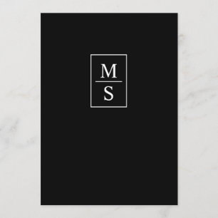Convite Casamento de Monograma Simples Preto e Branco