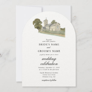 Convite Casamento de Monograma Tradicional com Igreja de C