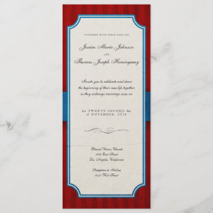 Convite Casamento de Monograma Vermelho e Azul