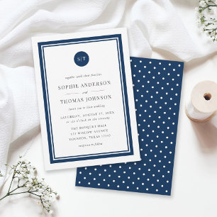 Convite Casamento de Monogramas Clássicos com Cor Editáv