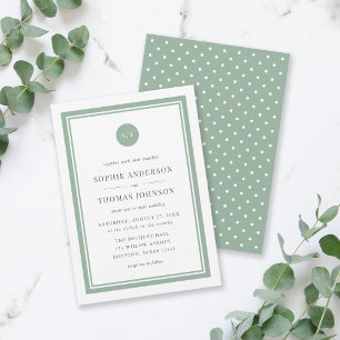 Convite Casamento de Monogramas Clássicos com Cor Editáv