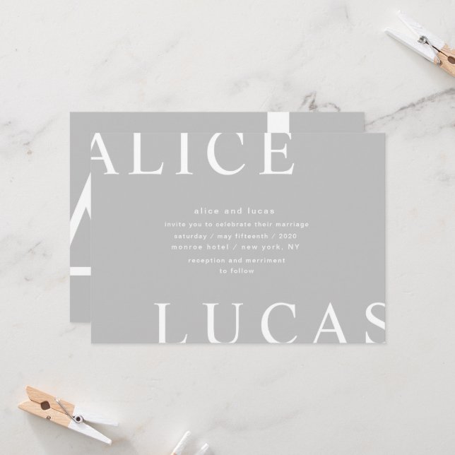 Convite Casamento de Monogramas de layout Ultra Moderno (Frente/Verso In Situ)