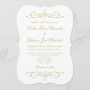 Convite Casamento de Monogramas Dourados e brancos elegant