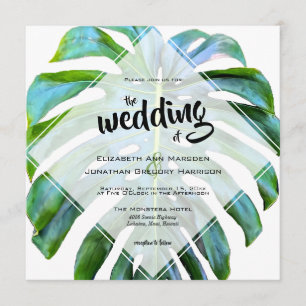 Convite Casamento de Monstera Leaf de Praia Tropical do Ha