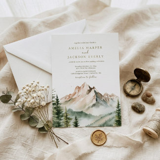 Convite Casamento de Montanha em Arco Boho Aquarela