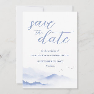 Convite Casamento de montanhas e pássaros azuis salvar a d