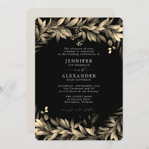 Convite Casamento de Moody Greenery Black & Beige