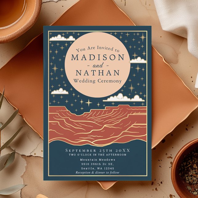 Convite Casamento de Moon do Deserto Moderno (Criador carregado)