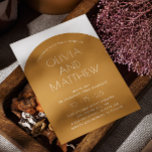 Convite Casamento de mostarda amarelo-mostarda com cartaz<br><div class="desc">O convite para casamento do Arch Moderno e detalhes com o Código QR nas costas em tons de amarelo-mostarda,  laranja-arenoso e cores ocre. Entre em contato comigo se precisar de itens adicionais.</div>