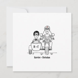 Convite Casamento de Moto Personalizada e Sidecar