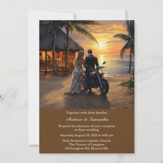 Convite Casamento de Motocicleta Personalizado (Frente)