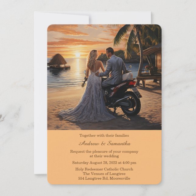 Convite Casamento de Motocicleta Personalizado (Frente)