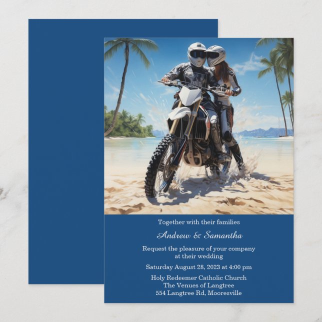 Convite Casamento de Motocicleta Personalizado (Frente/Verso)