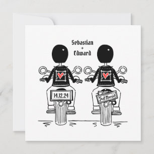 Convite Casamento de motocicleta personalizado de dois gru