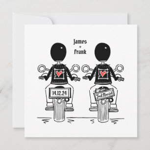 Convite Casamento de motocicleta personalizado de dois gru