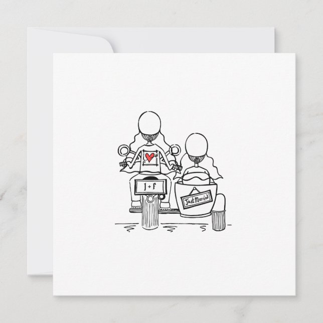 Convite Casamento de motocicletas e Sidecar com duas noiva (Frente)
