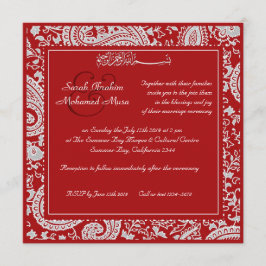 Convite Casamento de muçulmanos branco e vermelho