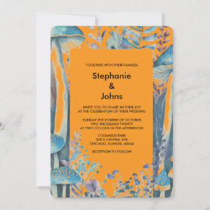 Convite Casamento de Mushroom Boho de Laranja Dusty Blue W