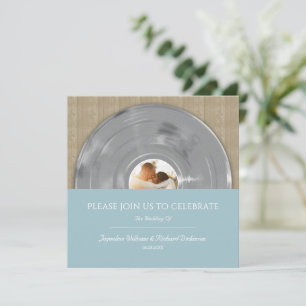 Convite Casamento de Música em Vinil Retro Prata