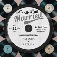 Casamento de Música Themed Vintage Retro Vinyl 70