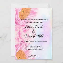 Convite Casamento de na moda e Buquê Floral Elegante