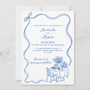 Convite Casamento de Não Fotografias com Portas Desenhadas