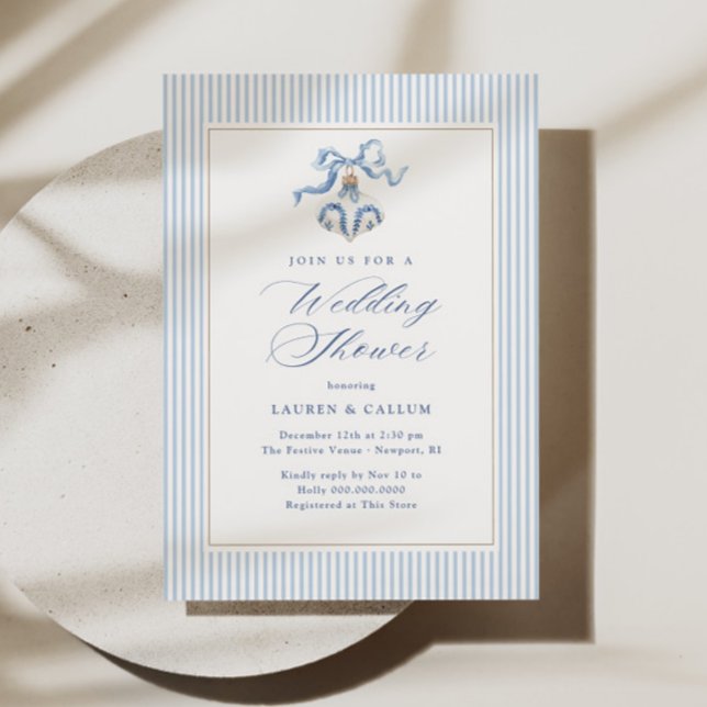 Convite Casamento de Natal Azul Shower (Criador carregado)