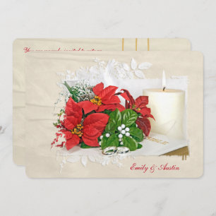 Convite Casamento de Natal com anéis na Bíblia