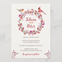 Convite Casamento de Natal com aves de morango sagrado