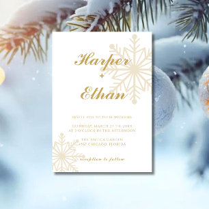 Convite Casamento de Natal com Floco de Neve Minimalista e