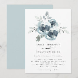 Convite Casamento de Natal com Folhagem de inverno com Aqu