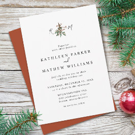 Convite Casamento de Natal com iniciais de visco simples