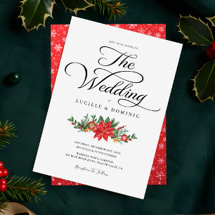 Convite Casamento de Natal com Manuscrito Festivo Verde Mí