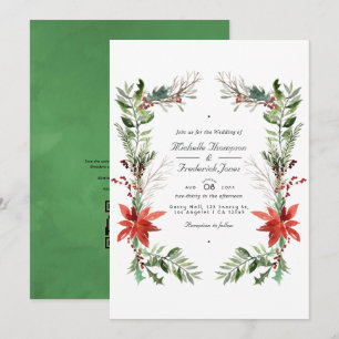 Convite Casamento de Natal com QR Code para RSVP em Bosque