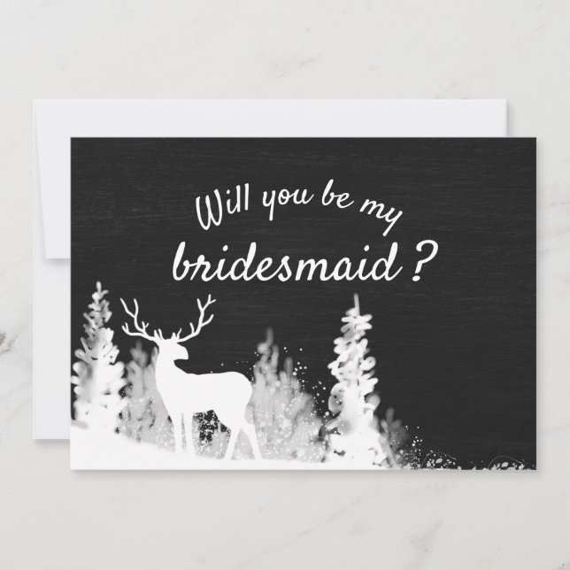 Convite Casamento de Natal com Reindeer Chalkboard | Bride (Frente)