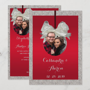 Convite Casamento de Natal com Rubi Vermelho e Enfeite Esp