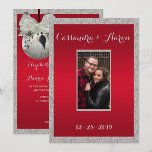 Convite Casamento de Natal com Rubi Vermelho e Enfeite Esp