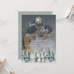 Convite Casamento de Natal da Neve de inverno Salvar a Dat