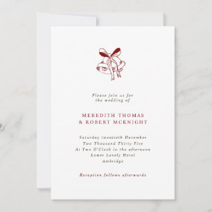 Convite Casamento de Natal de Bells Desenhados Simples à M