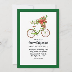 Convite Casamento de Natal de Bicicleta Retro Poinsettia