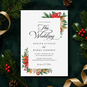 Convite Casamento de Natal de Foliage em Greenery, inverno