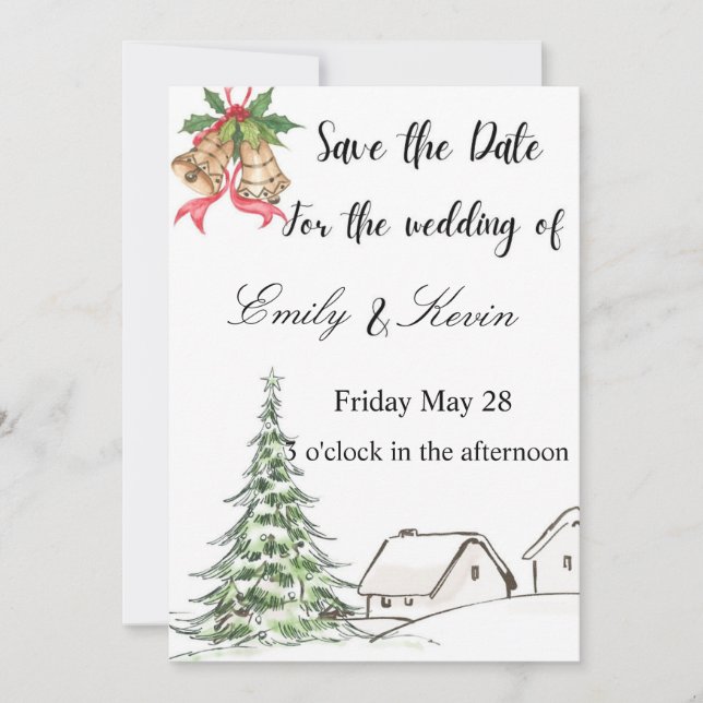 Convite Casamento de Natal de inverno  (Frente)