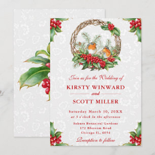 Convite Casamento de Natal de Robin e Holly Berry