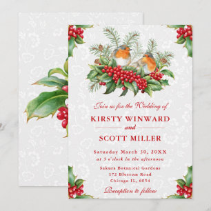 Convite Casamento de Natal de Robin e Holly Berry