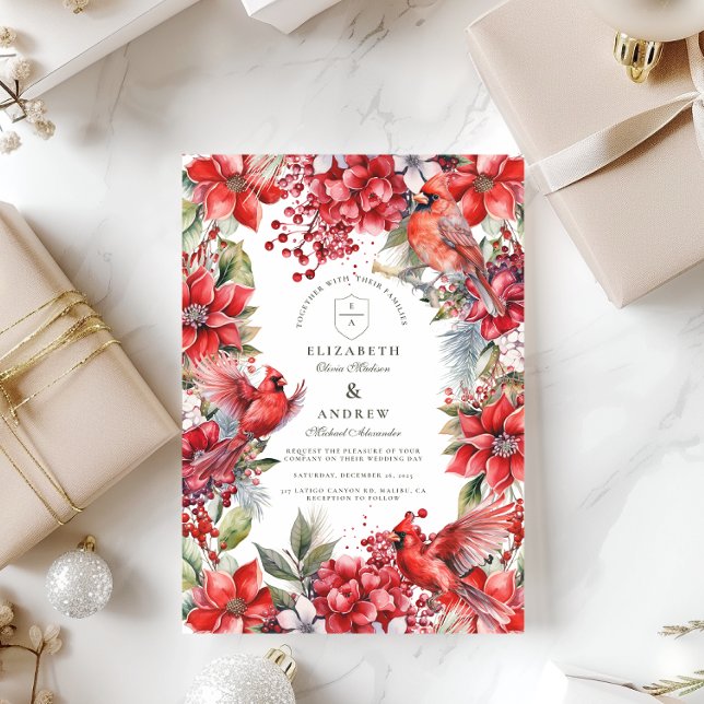 Convite Casamento de Natal do Cardeal Vermelho (Criador carregado)