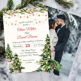 Convite Casamento de Natal Elegante Férias de Inverno
