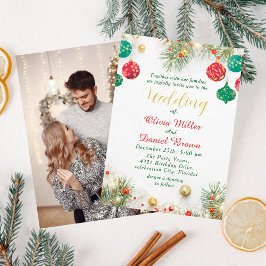 Convite Casamento de Natal Elegante Férias de Inverno